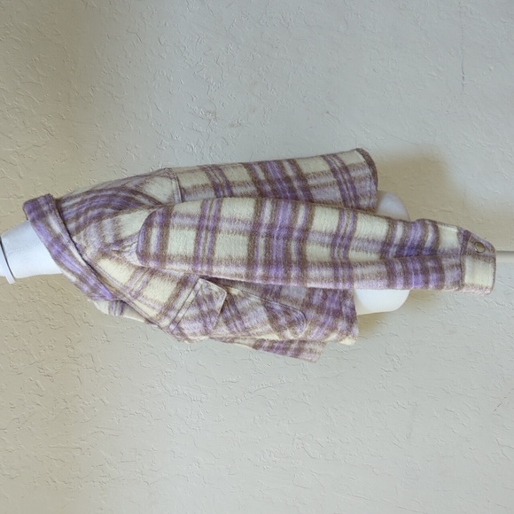 Zara Ivory Lilac Wool Blend Cropped Collared Shacket Size Medium - Picture 9 of 12